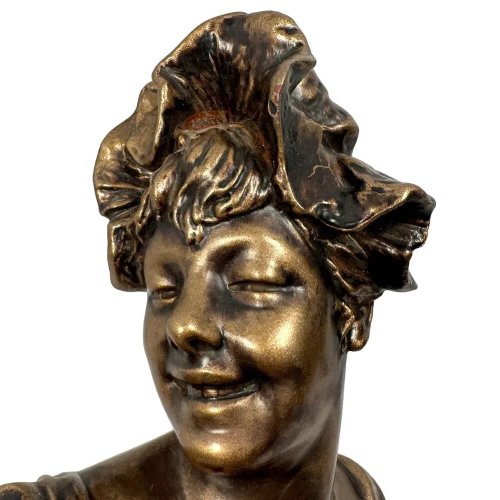 Georges Van‎ Der Straeten Sculpture Bronze Gold Women Bust Art Nouveau Antique